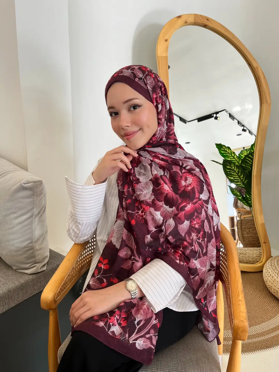 Peony Desen Pamuk Kraş Şal