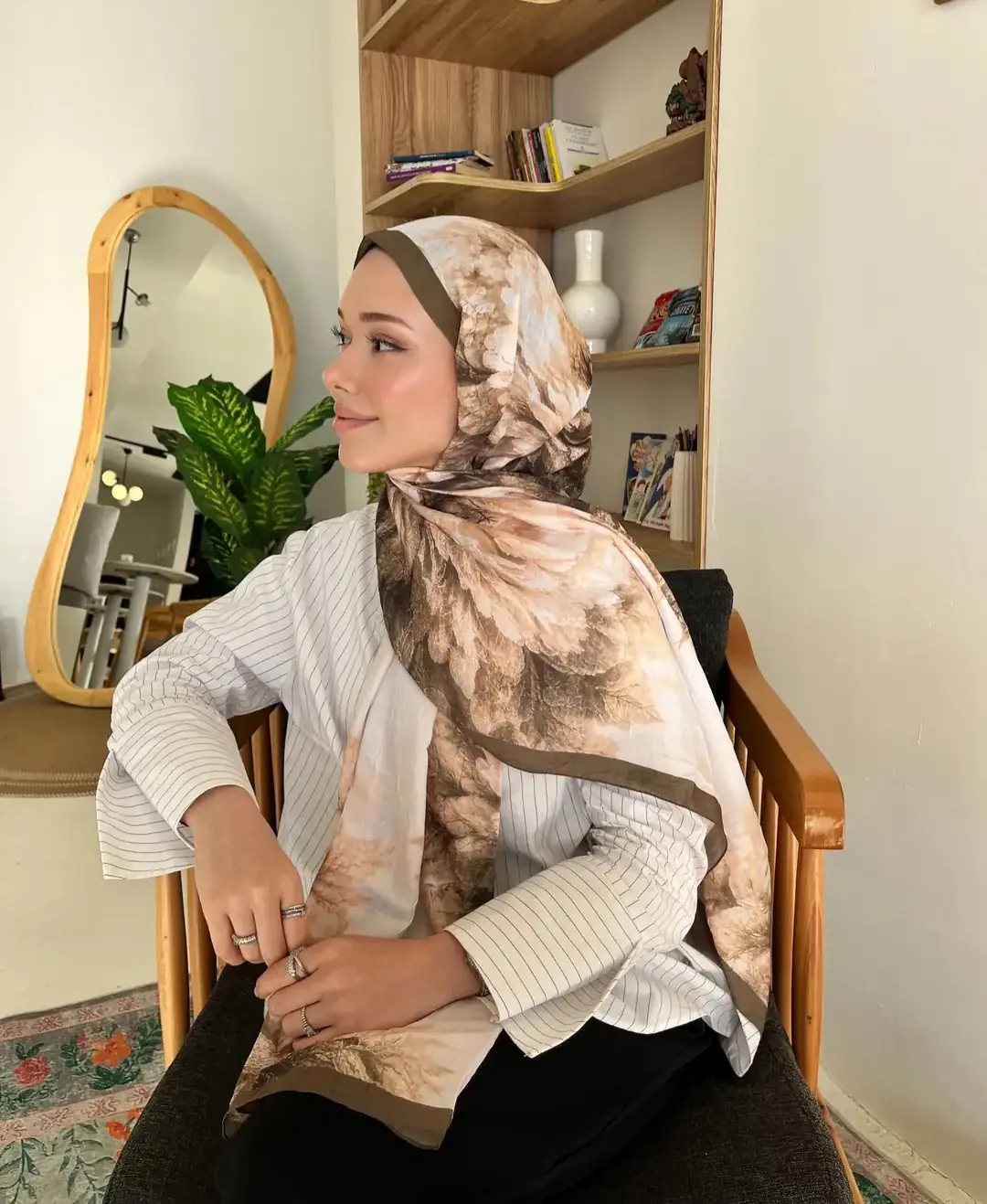 Lotus Desen Pamuk Kraş Şal