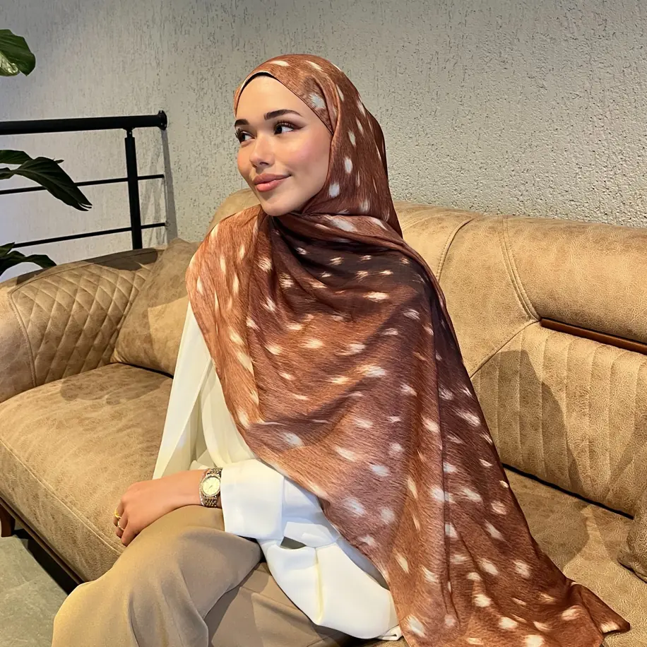 Ceylan Bambi Desen Pamuk Şal